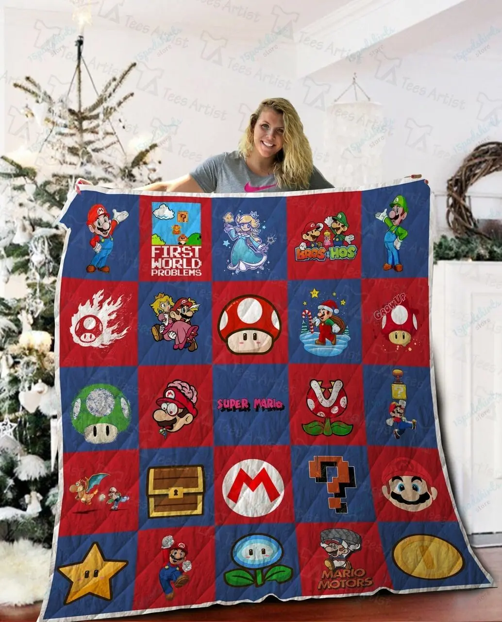 Super Mario Quilt Blanket 02275 and Home Decor