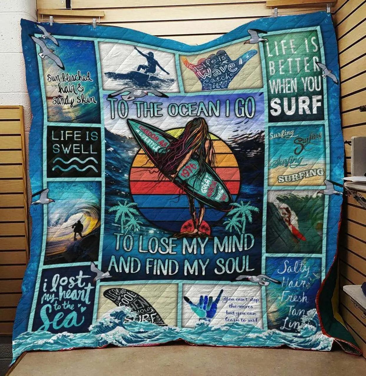 Surfing Ng070801B Tbg Quilt Blanket and Home Decor