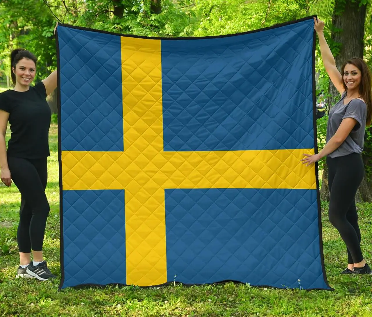 Sweden Flag Premium Quilt A6 Quilt and Home Decor