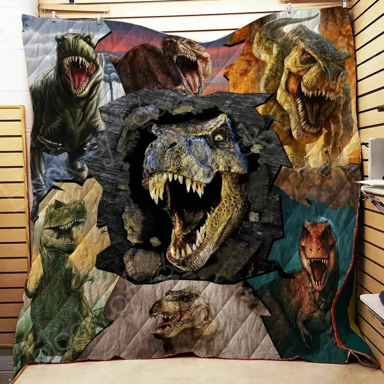 T-Rex Dinosaur Cl22100495Mdq Quilt Blanket and Home Decor