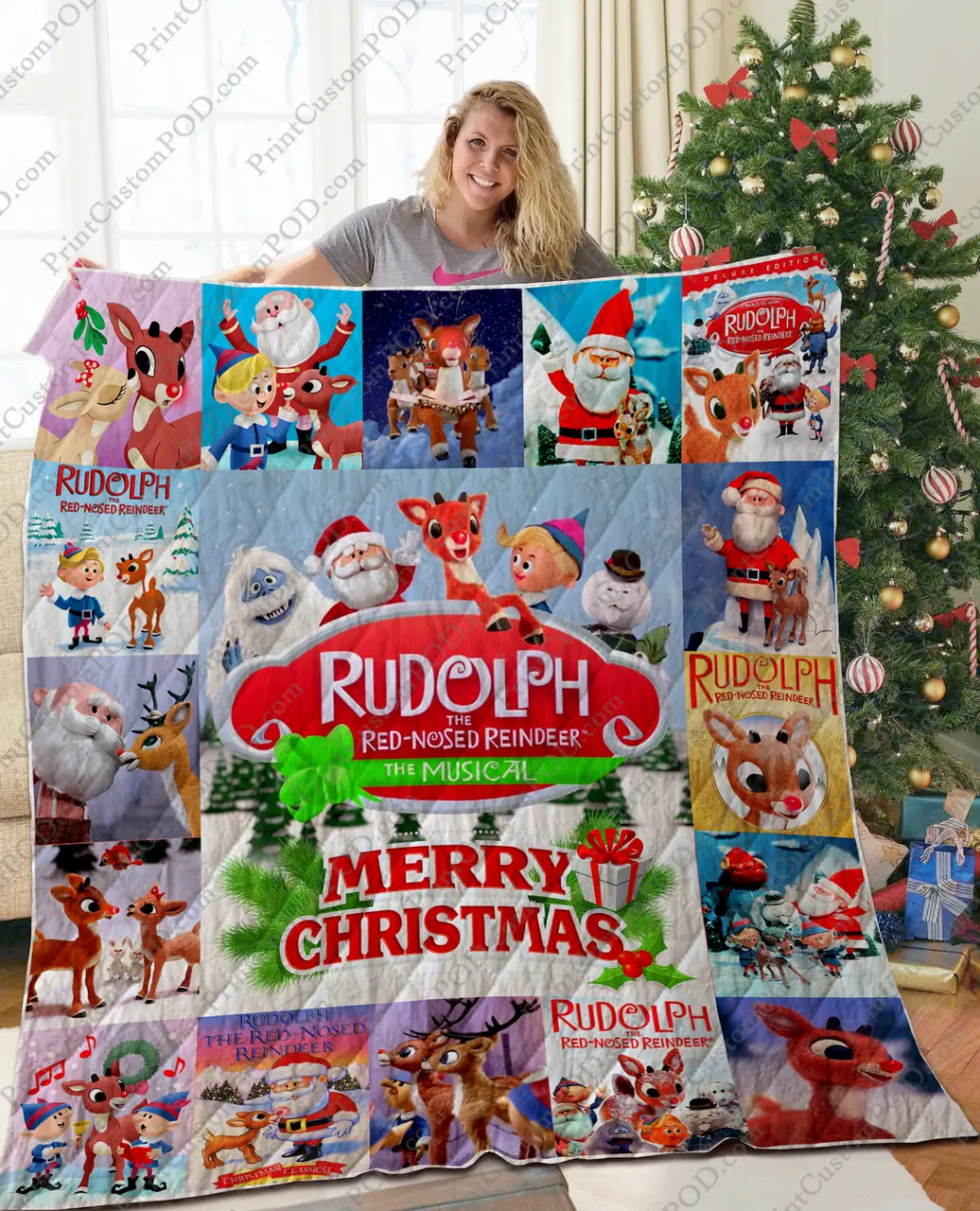 Ta – Red Nosed Reindeer Quilt Blanket and Home Decor