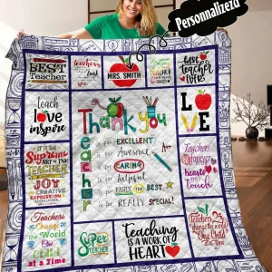 Teacher Wp Personalized Name Quilt il and Home Decor