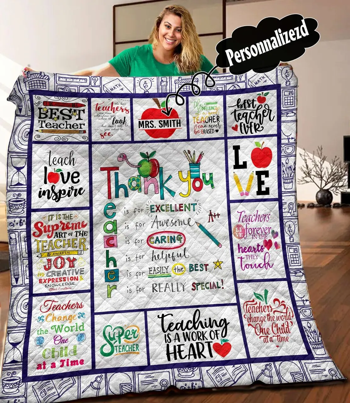 Teacher Wp Personalized Name Quilt il and Home Decor