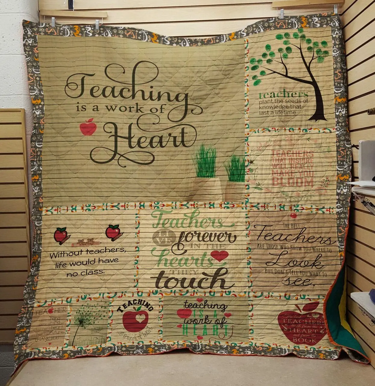 Teaching Is A Work Of Heart Quilt and Home Decor