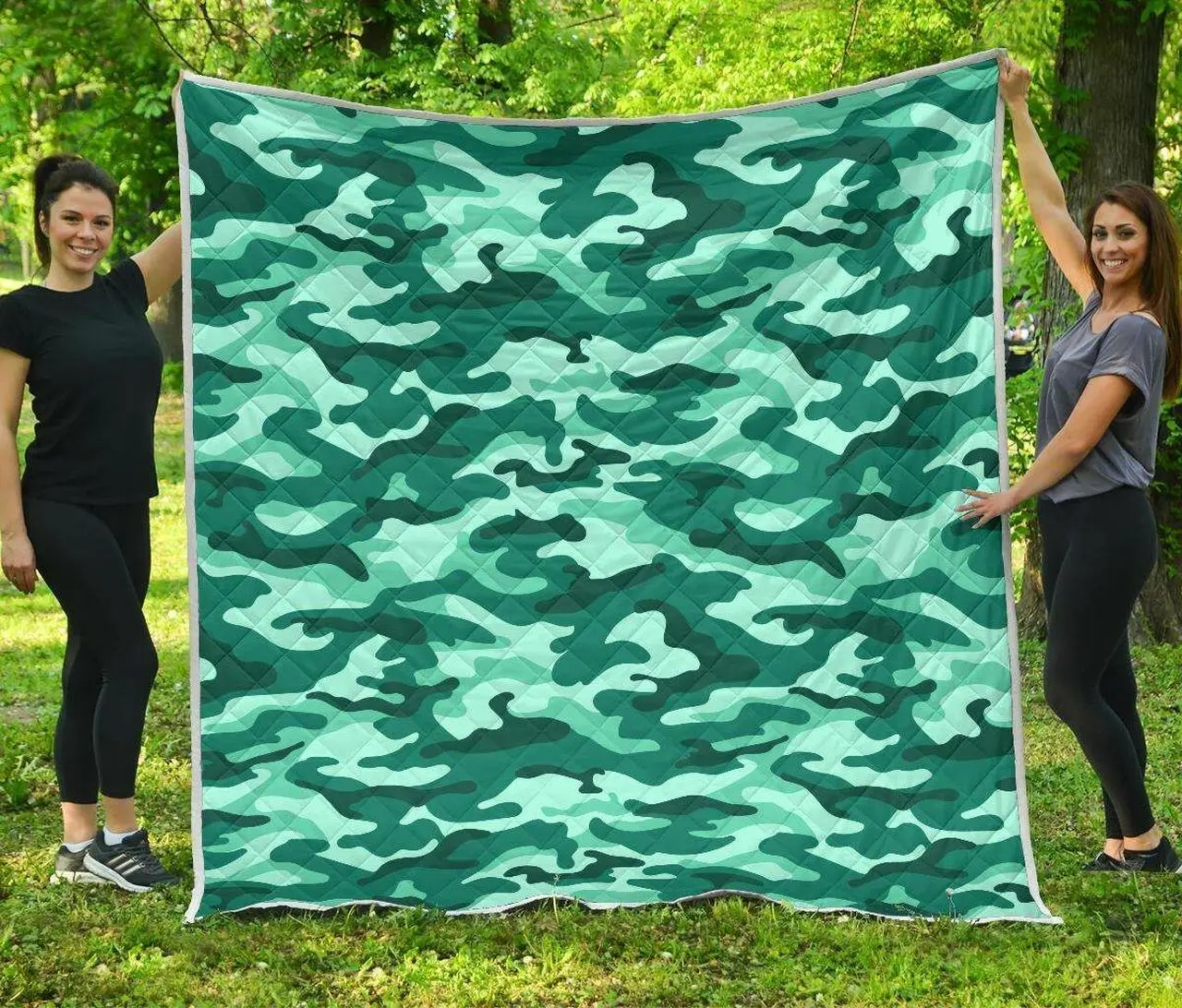 Teal Camouflage Cl17100588Mdq Quilt Blanket and Home Decor