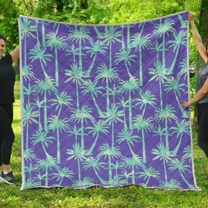 Teal Palm Tree Cl17100594Mdq Quilt Blanket and Home Decor