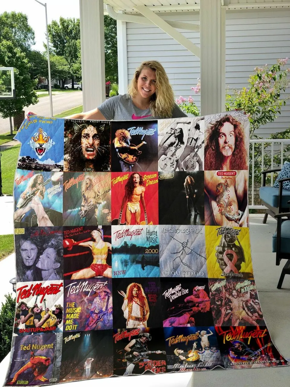 Ted Nugent Style 3 Quilt Blanket and Home Decor
