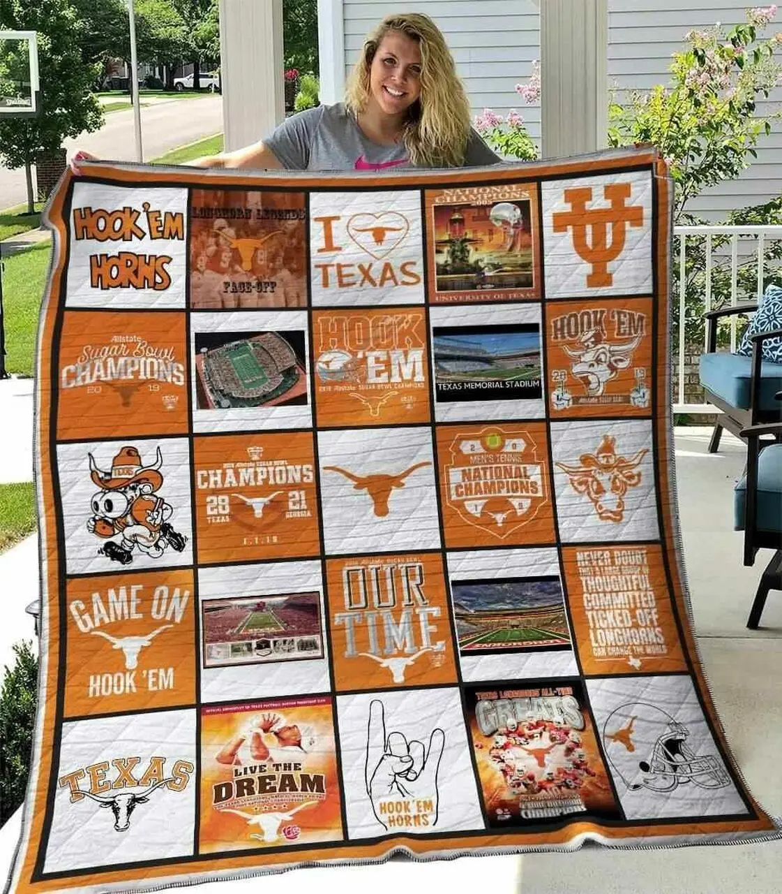 Texas Longhorns Ver3 Blanket Th1507 Quilt and Home Decor