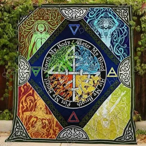 The Four Elements Pagan Blanket Kc1807 Quilt and Home Decor