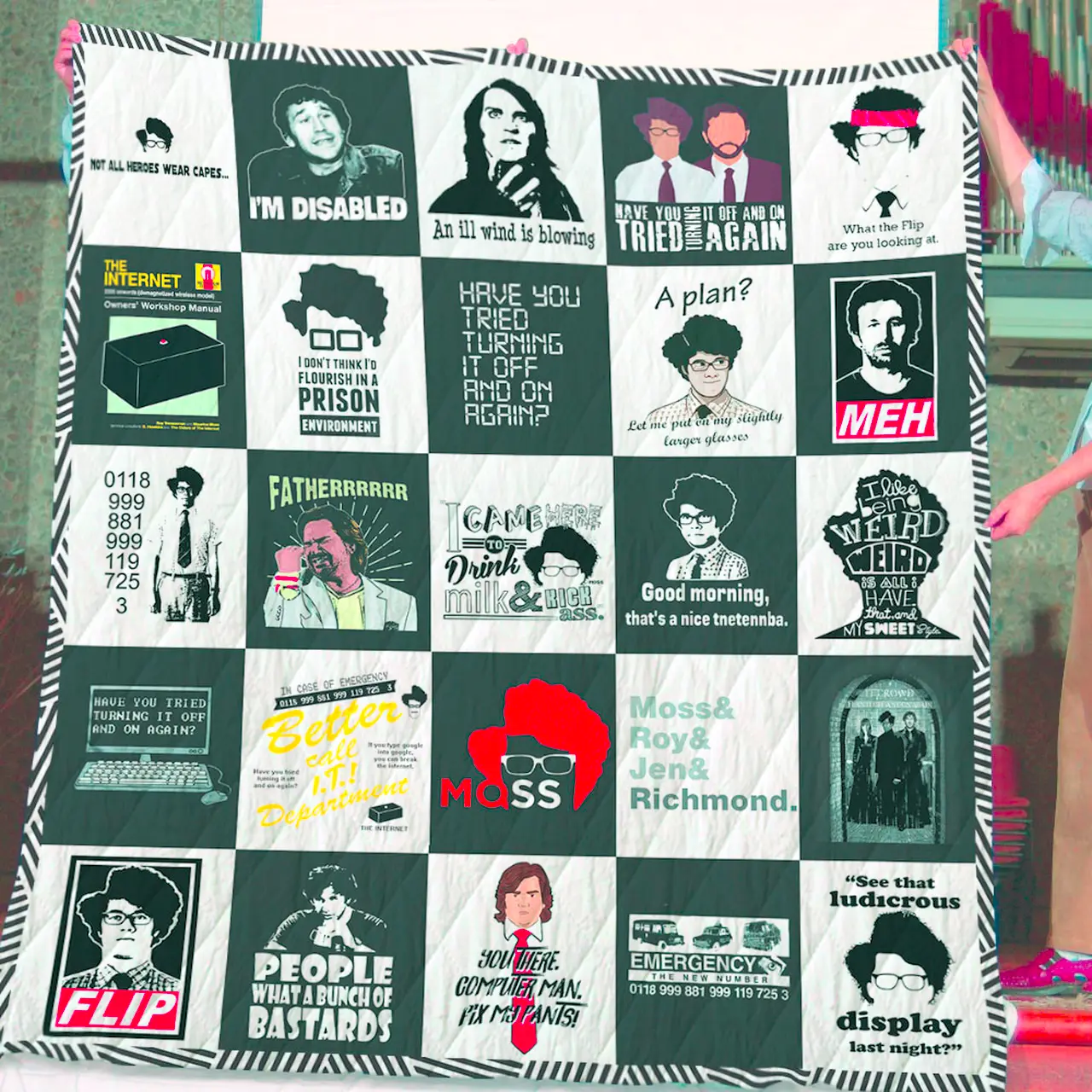 The It Crowd T-Shirt Quilt Blanket and Home Decor