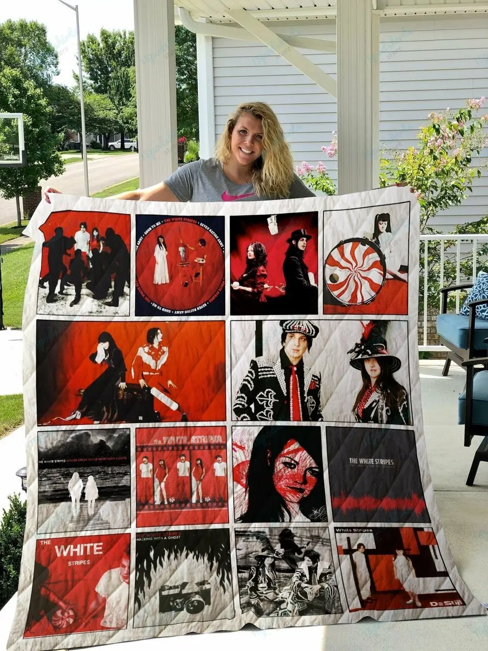 The White Stripes Quilt Blanket 02 and Home Decor