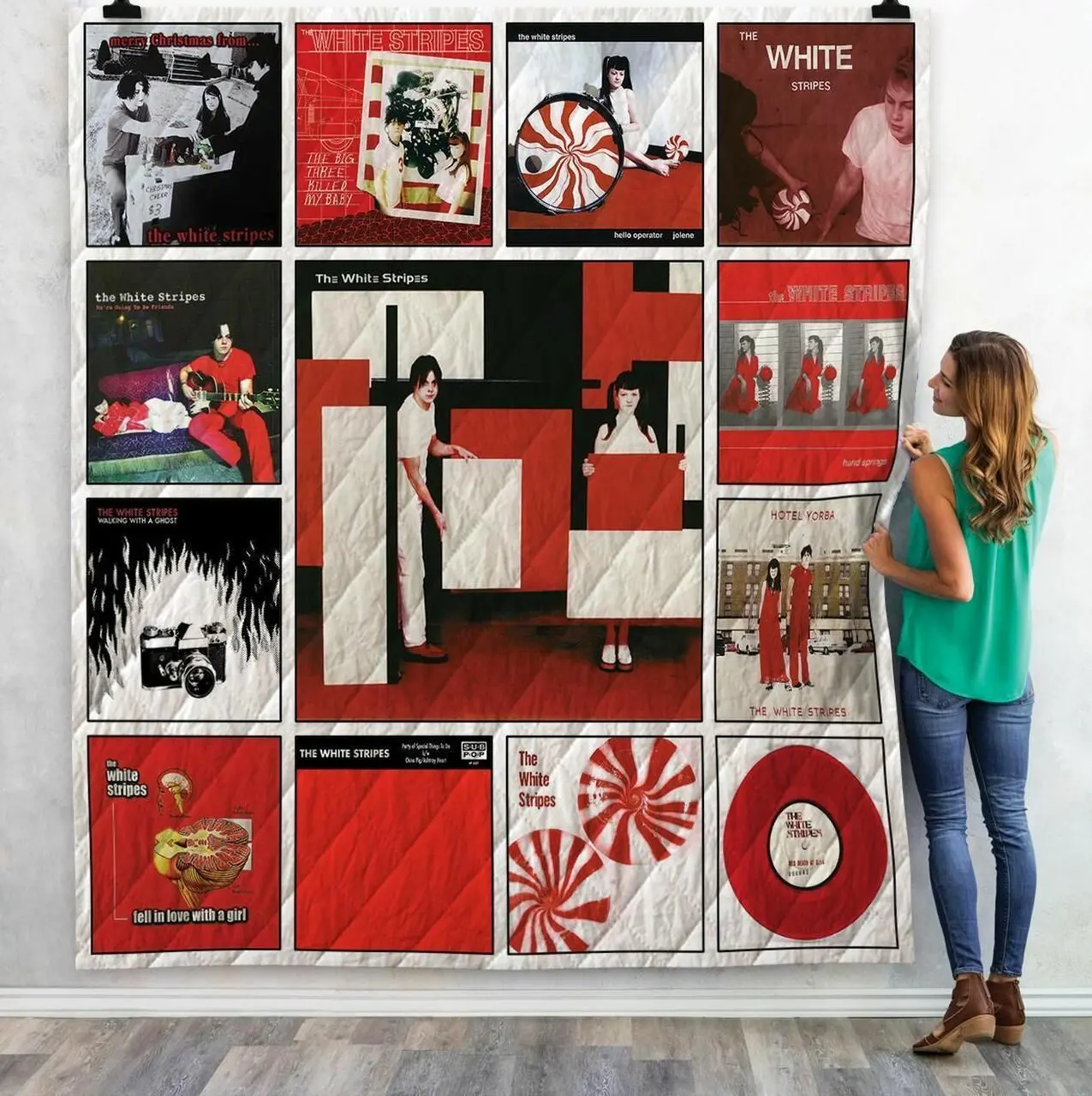 The White Stripes Singles Quilt Blanket 02 and Home Decor