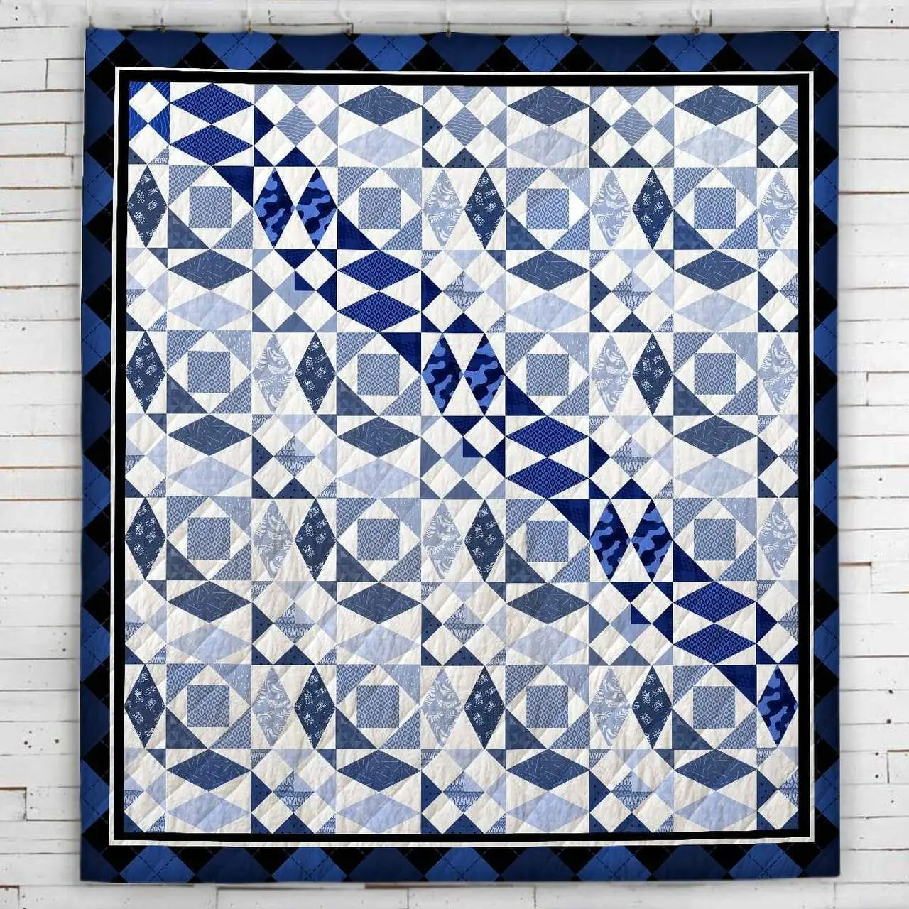 Thin Blue Line Wave Blanket Quilt and Home Decor
