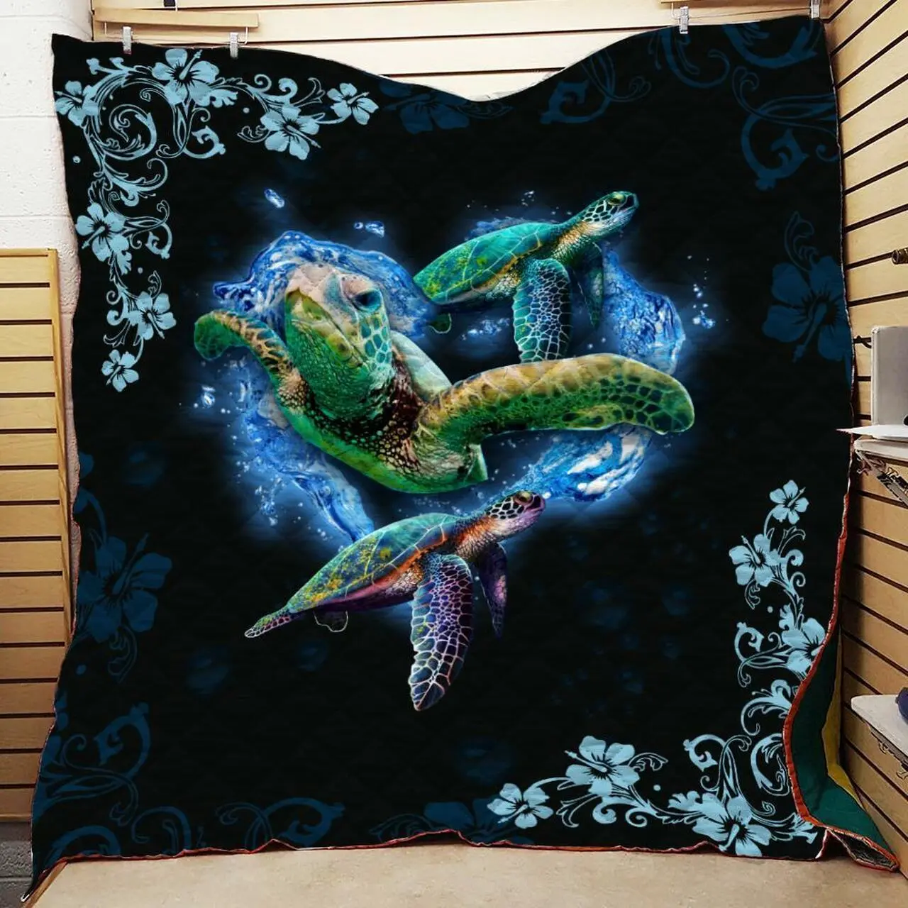 Three Turtles Quilt All Over Printed and Home Decor