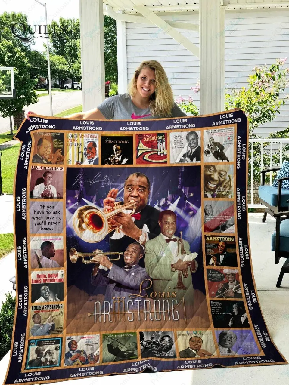 Tlmus Louis Armstrong Quilt Blanket and Home Decor