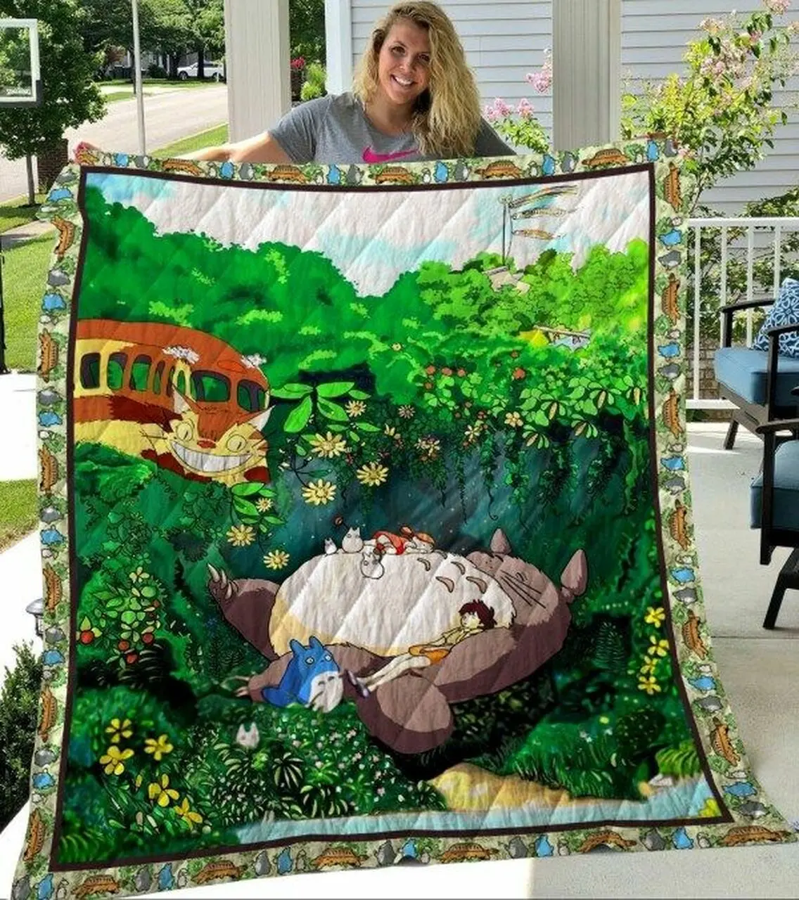 Totoro Dream Quilt Blanket and Home Decor