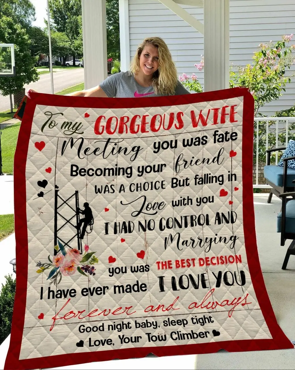 Tower Climber Wife Quilt Fxn and Home Decor