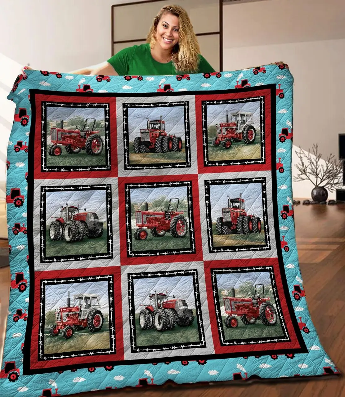 Tractor JFJ13902 3D Customized Quilt 2707 and Home Decor