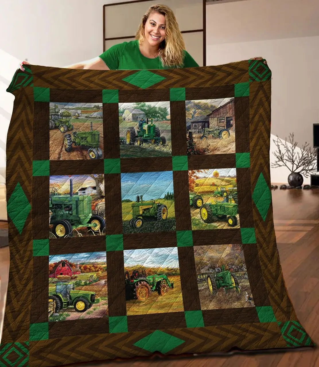 Tractor JFJ13903 3D Customized Quilt 2707 and Home Decor