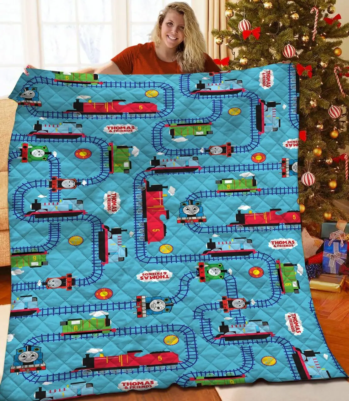 Train JFJ13918 3D Customized Quilt 2707 and Home Decor