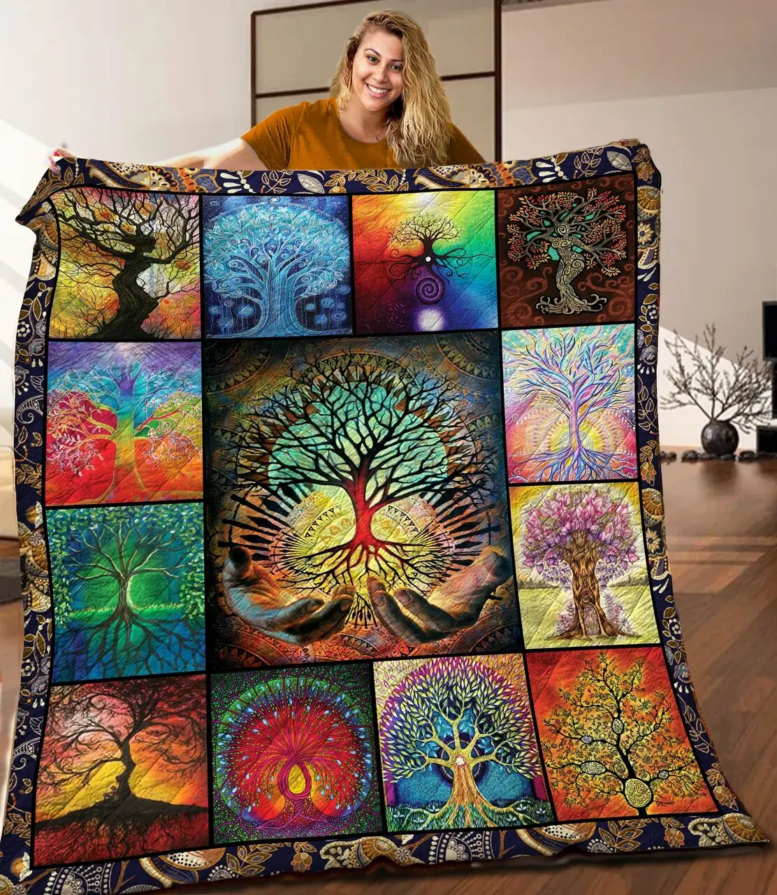 Tree Of Life Quilt Blanket C9B060602Pt and Home Decor