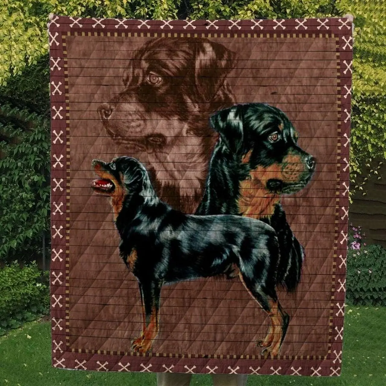 Triple Rottweiler Cl09100136Mdq Quilt Blanket and Home Decor