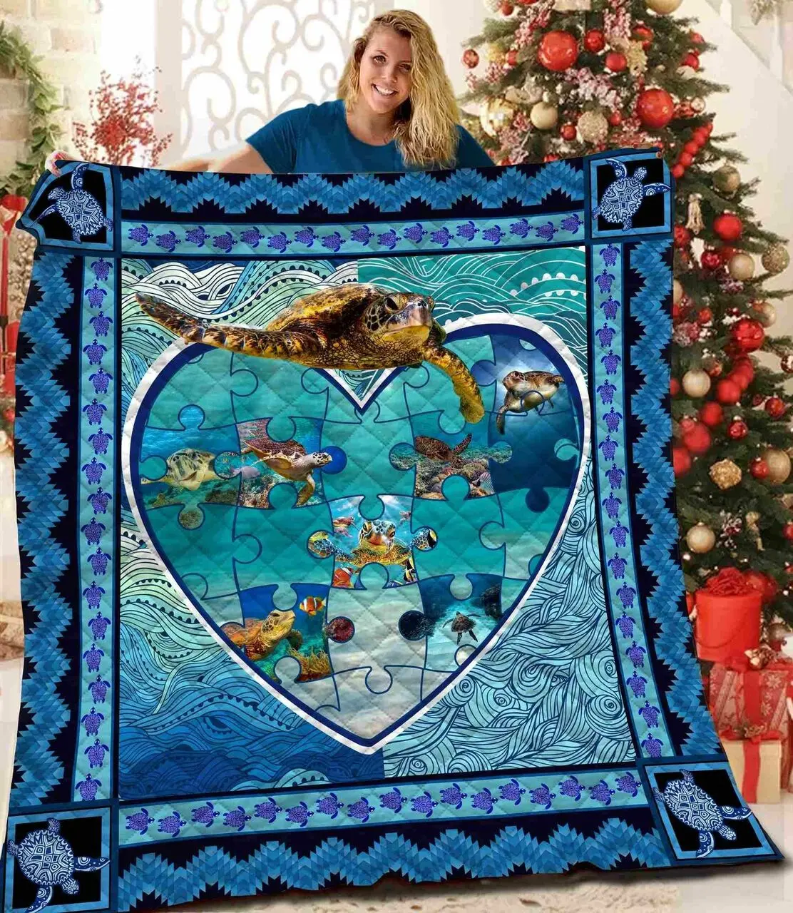 Turtle Sea V10 3D Customized Quilt and Home Decor