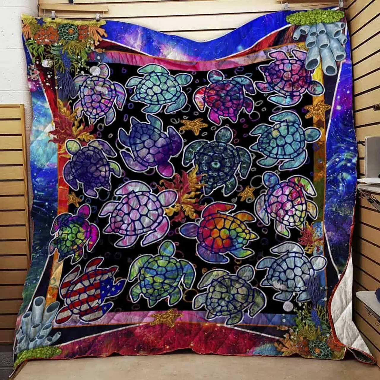 Turtle The Galaxy Ocean Quilt Uho and Home Decor