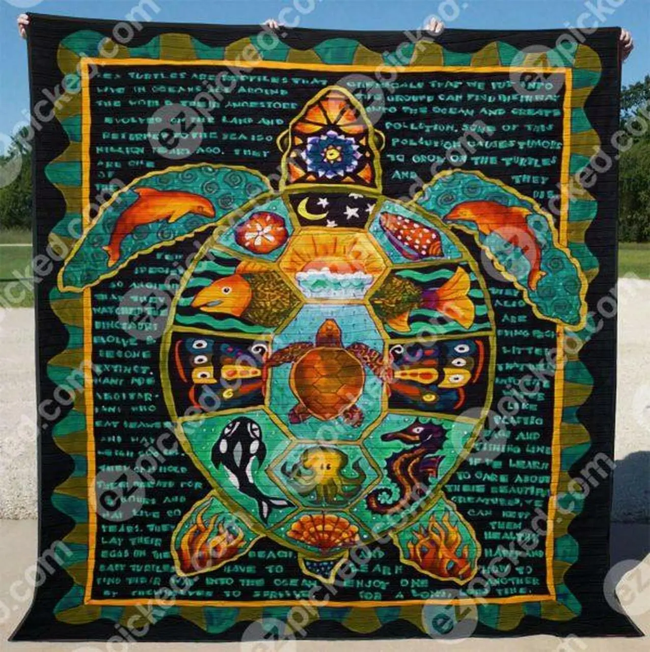 Turtle Totem Quilt Blanket Hn57 Quilt and Home Decor