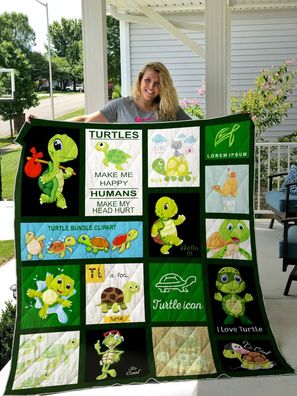 Turtles Make Me Happy Quilt Ss048 and Home Decor