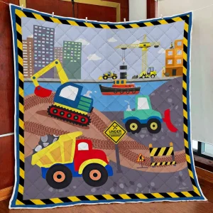 Under Construction Quilt Blanket and Home Decor