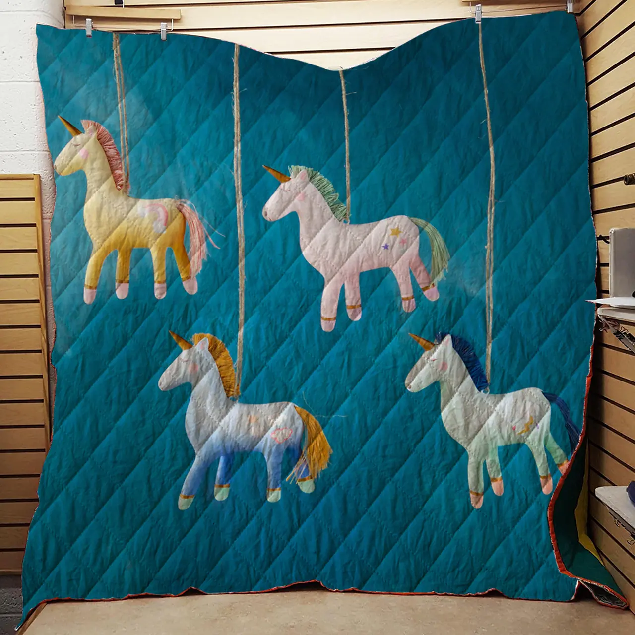 Unicorn Friends Ornament Quilt and Home Decor