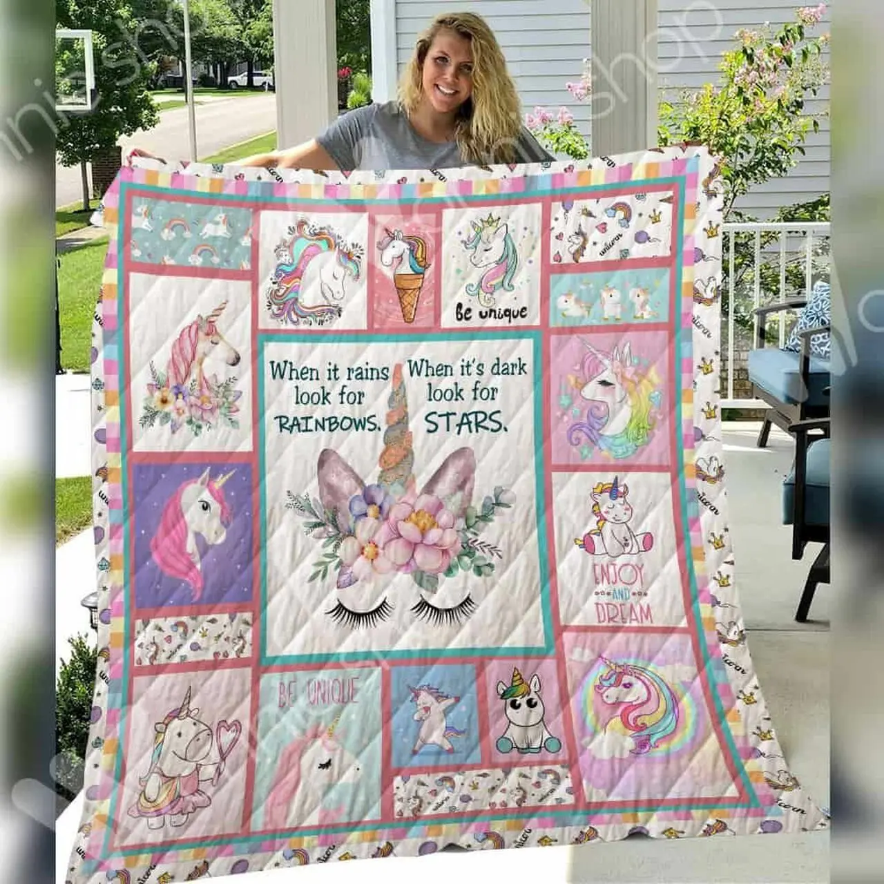 Unicorn Quilt Blanket Dhc0502694Td and Home Decor