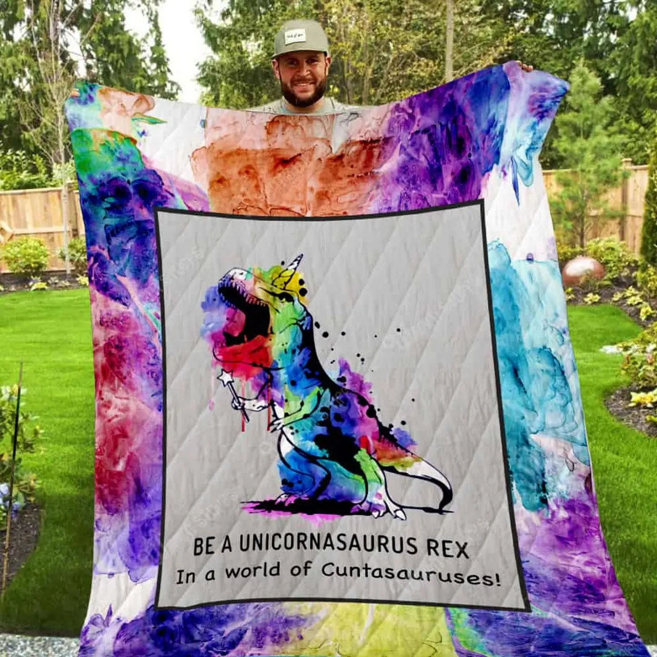 Unicornasaurus Rex Washable Quilt P50 and Home Decor