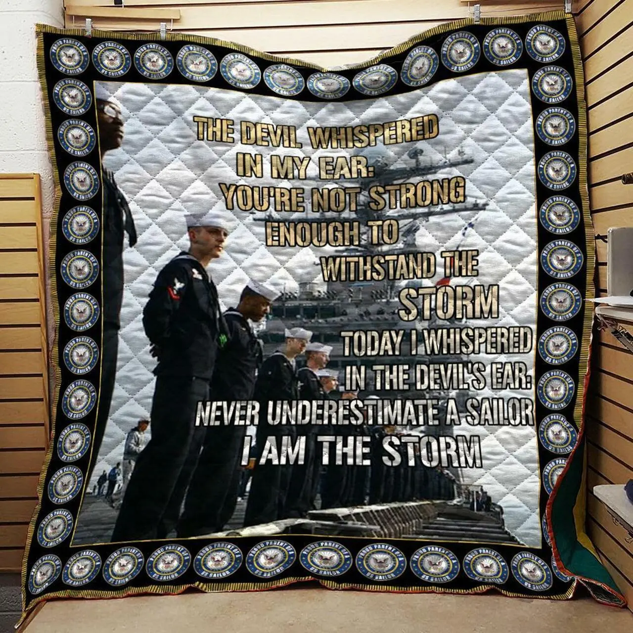 Us Navy Storm Quilt and Home Decor