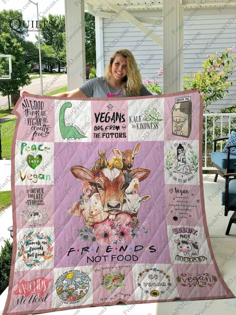Vegan Tshirt Quilt Blanket and Home Decor