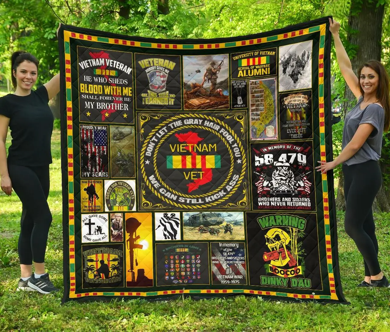Vietnam Veteran Premium Quilt Blanket and Home Decor