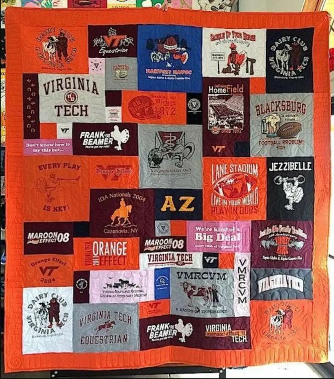 Virginia Tech Orange Quilt Blanket Lv01 Quilt and Home Decor
