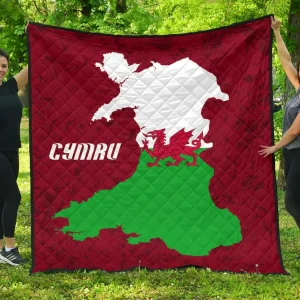 Wales Map Premium Quilt A6 Quilt and Home Decor