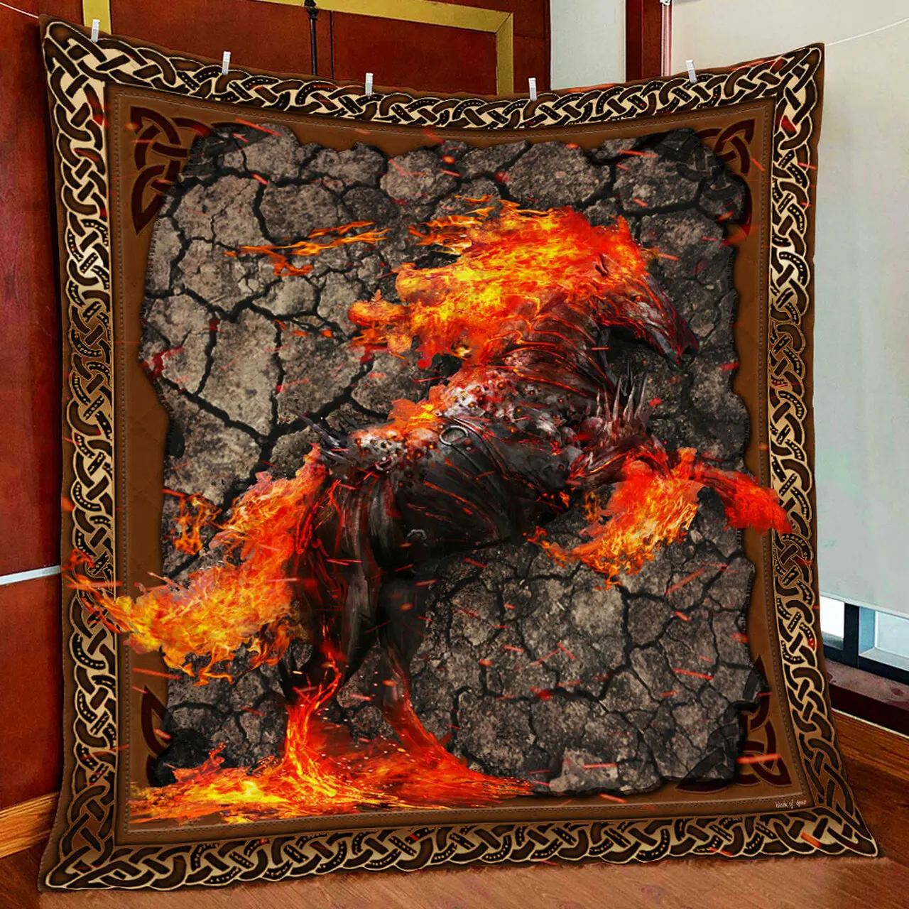 Warrior Of Fire Horse Quilt Blanket and Home Decor