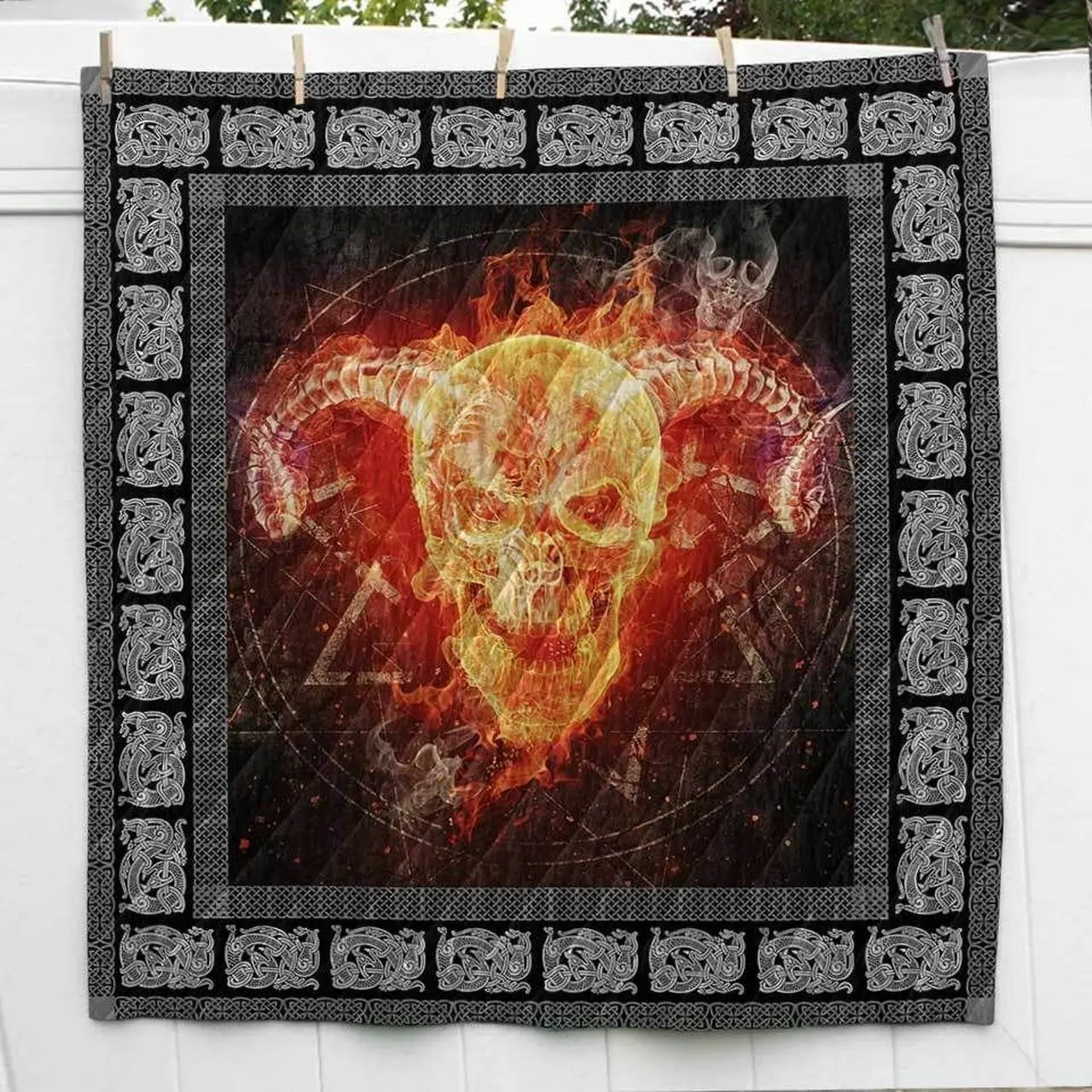 Warriors Skull Viking Hur Quilt Bevrop and Home Decor