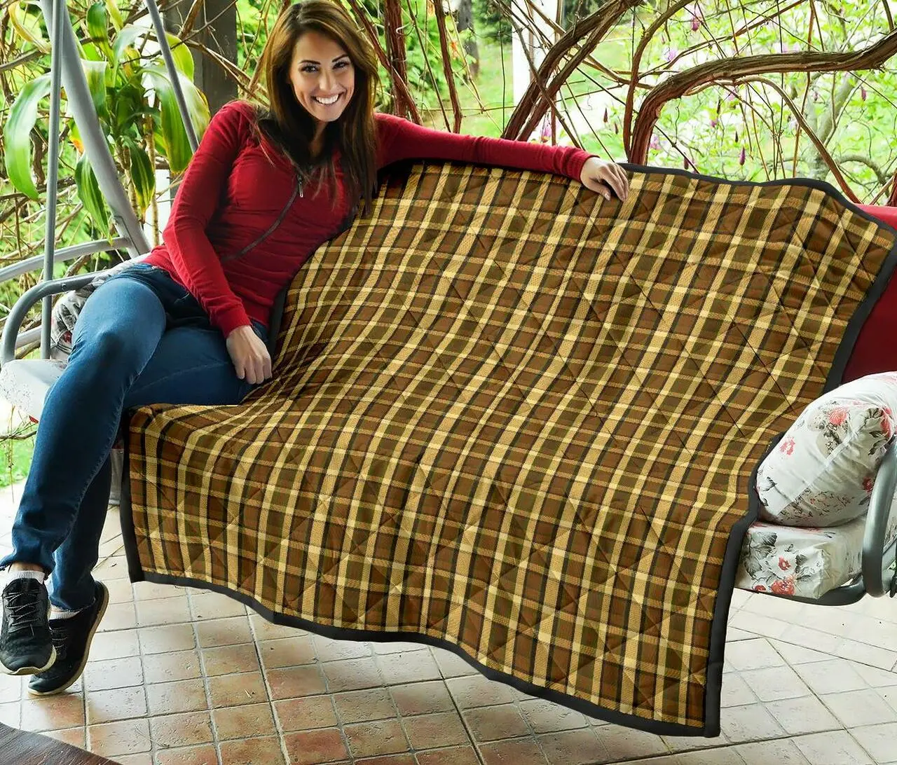 Westy Brown Plaid Quilt Home Decor Quilt and Home Decor