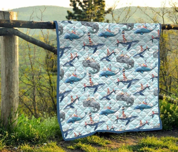 Whale Clp290647 Quilt Blanket and Home Decor