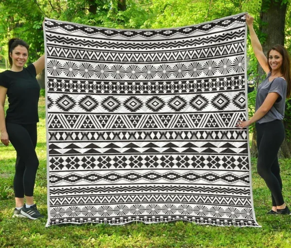 White And Grey Aztec Cl17100695Mdq Quilt Blanket and Home Decor