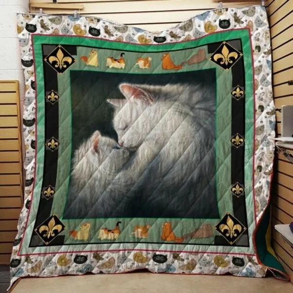 White Cat 13 3D Personalized Customized Quilt Blanket 35 and Home Decor