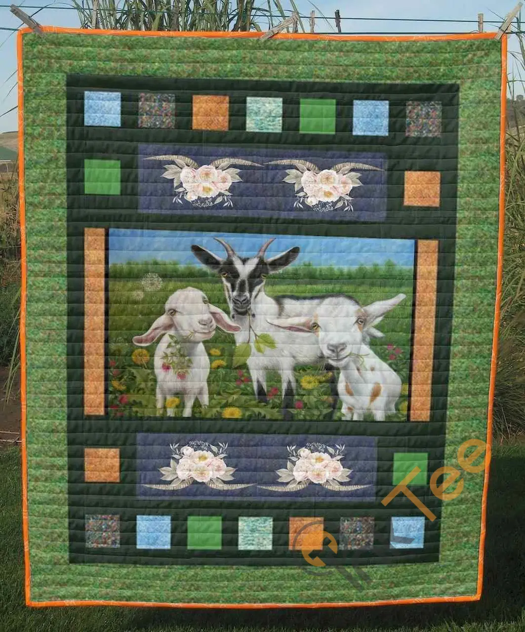 White Goat Family Blanket TH0107 Quilt and Home Decor