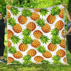 White Summer Pineapple Hur Quilt mn and Home Decor