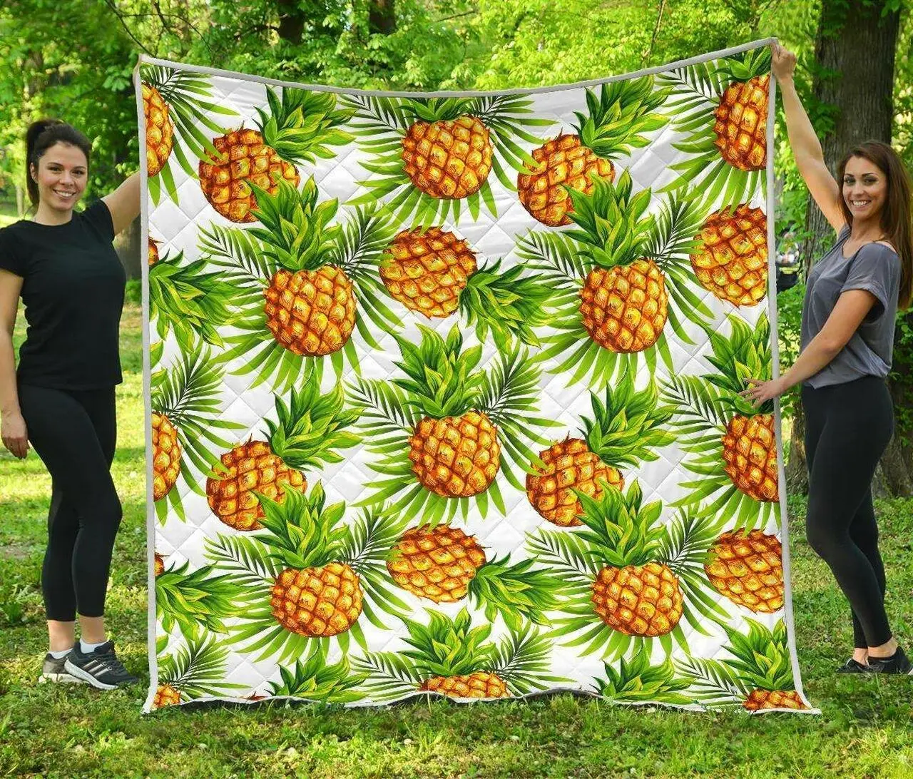 White Tropical Pineapple Cl17100726Mdq Quilt Blanket and Home Decor