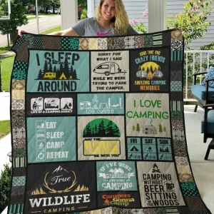 Wildlife Camping Quilt Blanket and Home Decor