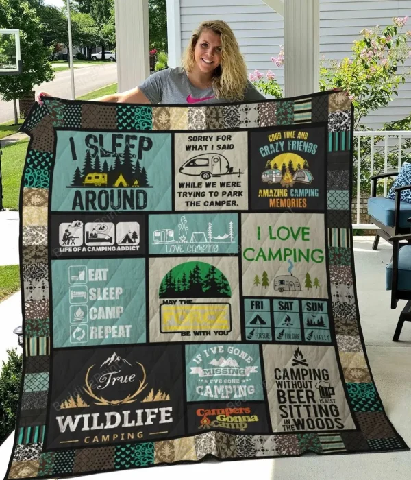 Wildlife Camping Quilt Blanket and Home Decor